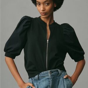 Anthropologie Maeve Puff-Sleeve Bomber Jacket Size XS